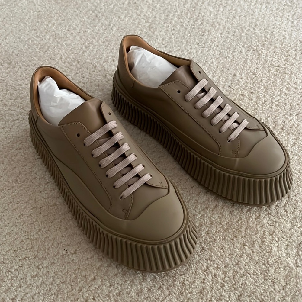 Jil Sander Olive/Taupe Platform Sneakers